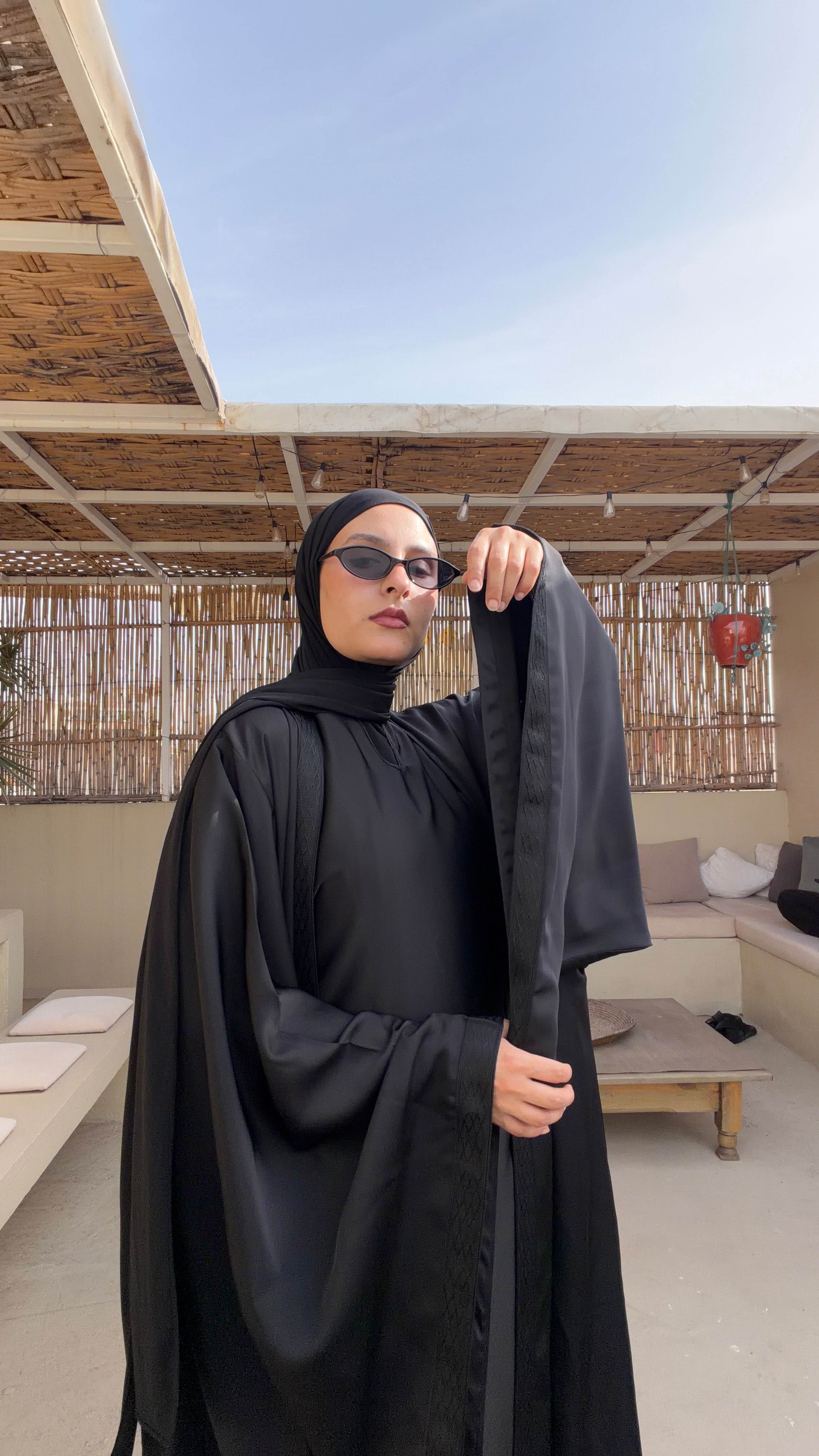 Black | 2 Piece | Satin Abaya