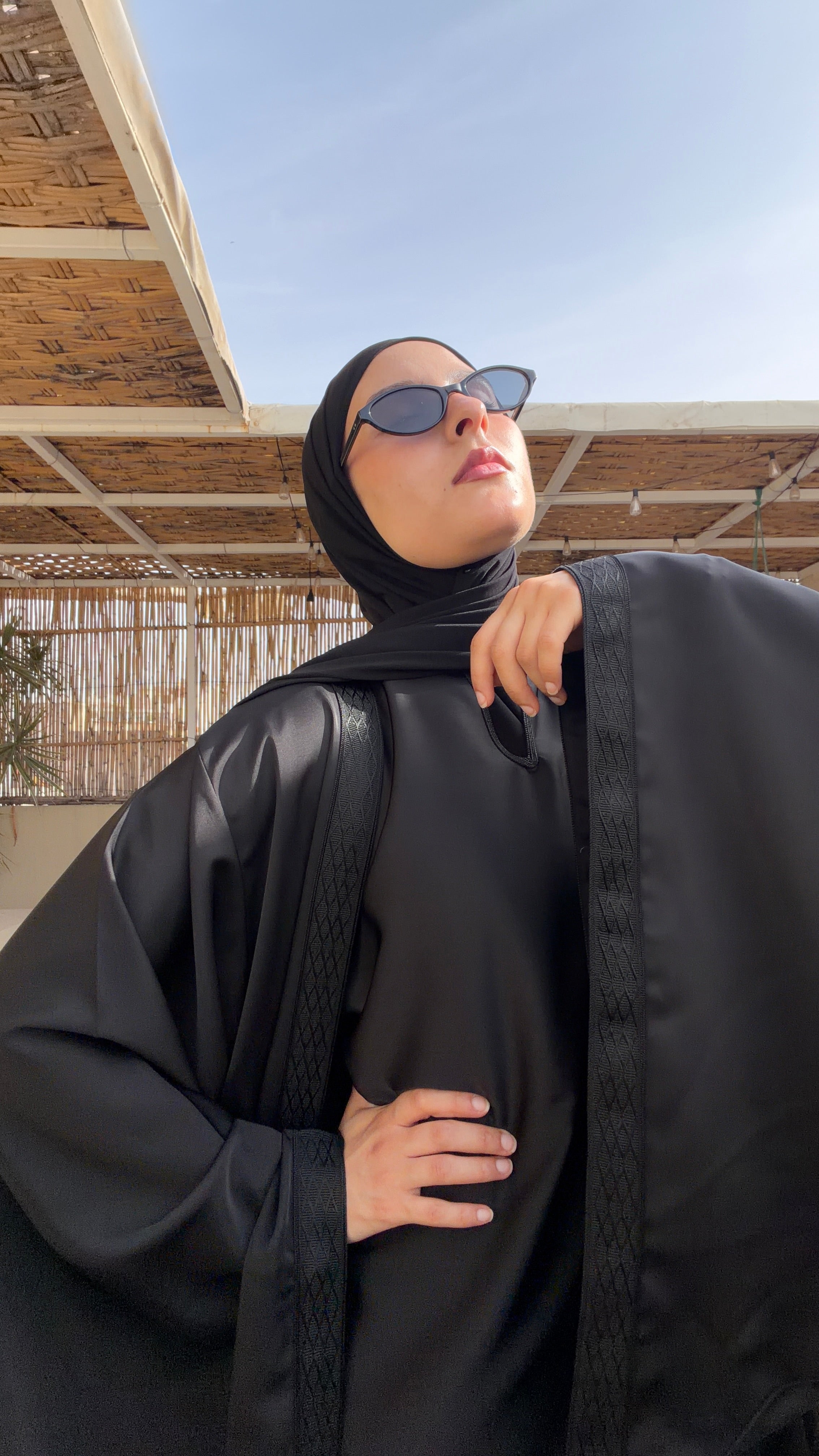 Black | 2 Piece | Satin Abaya