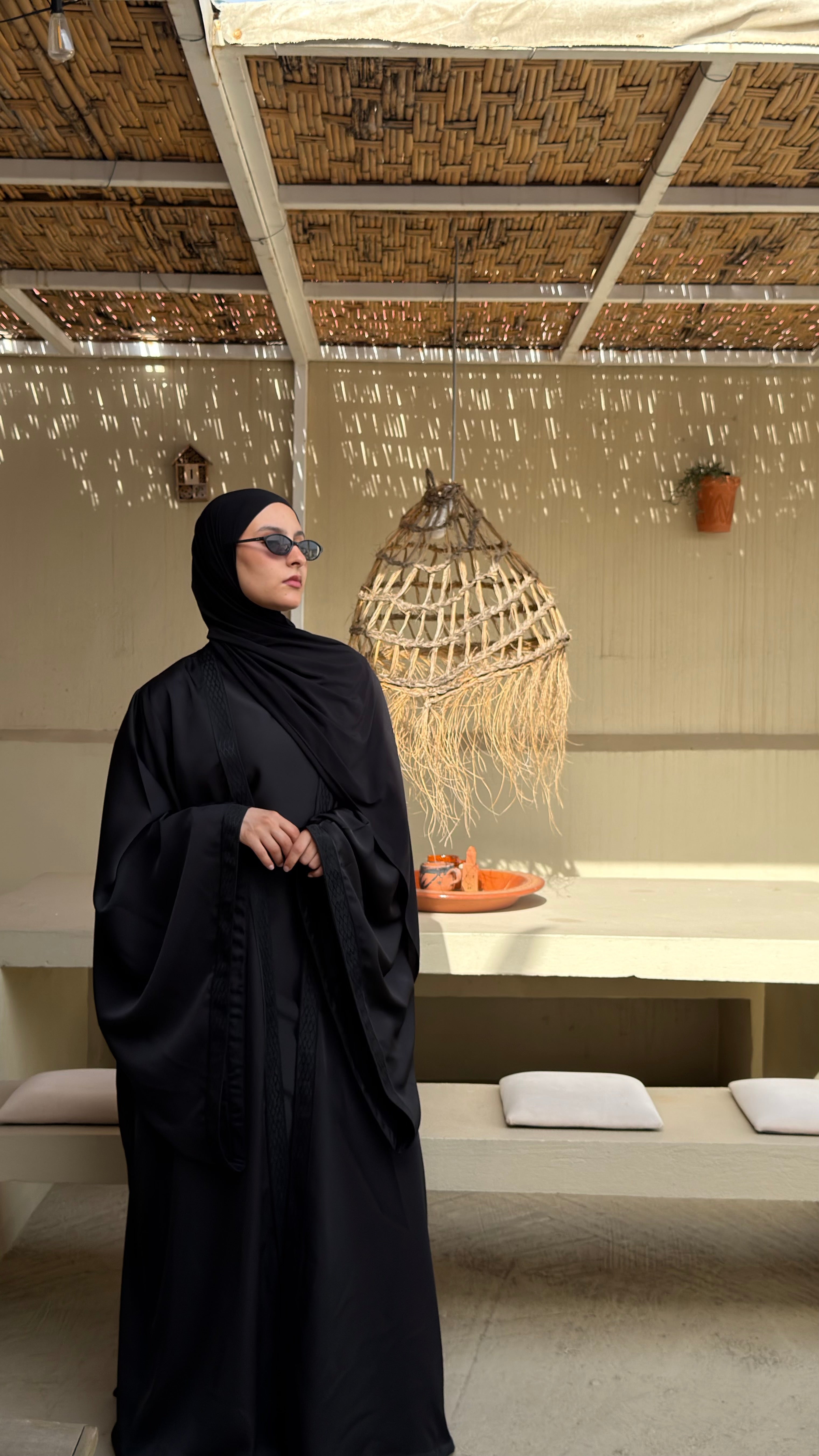 Black | 2 Piece | Satin Abaya