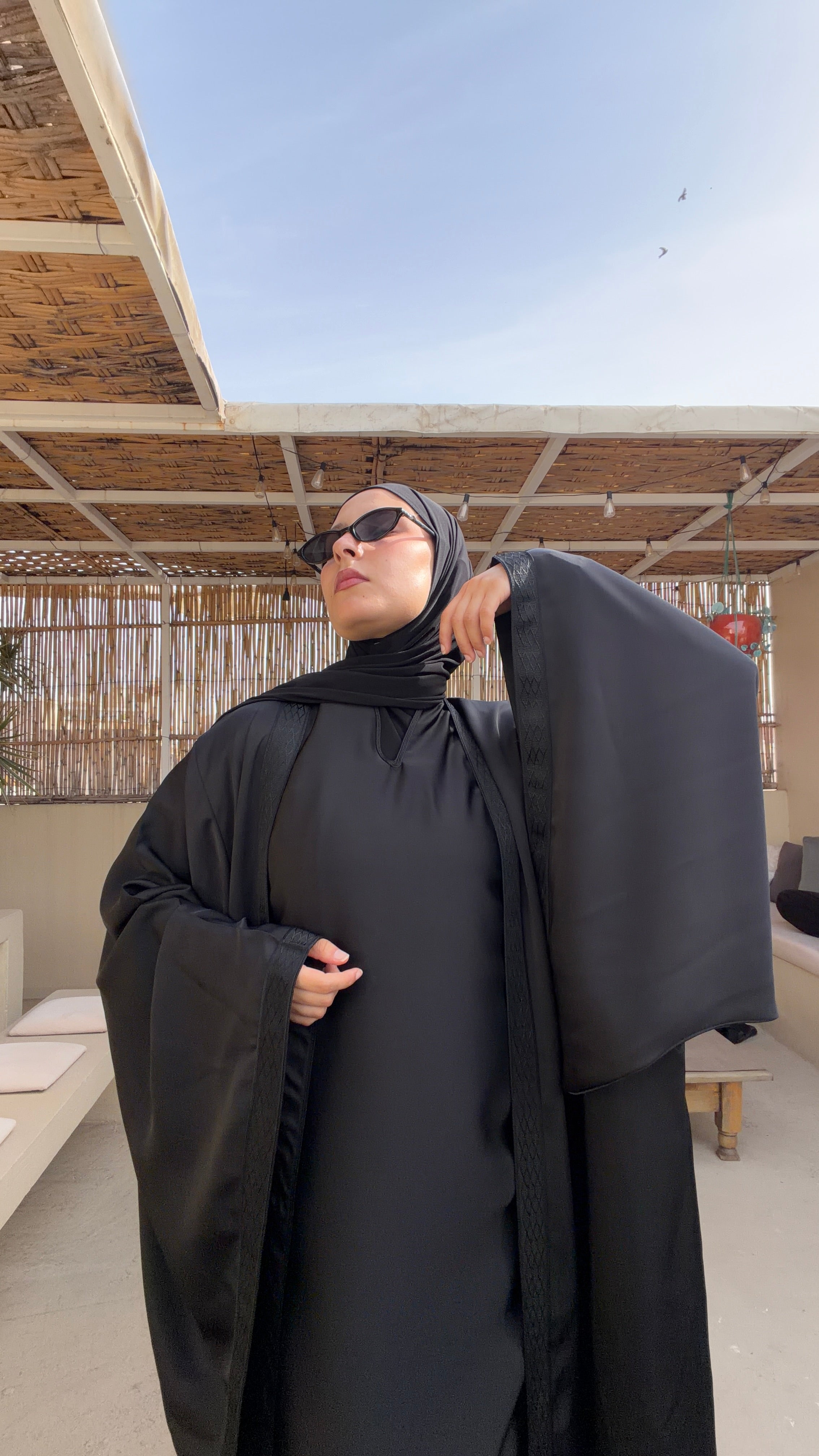 Black | 2 Piece | Satin Abaya