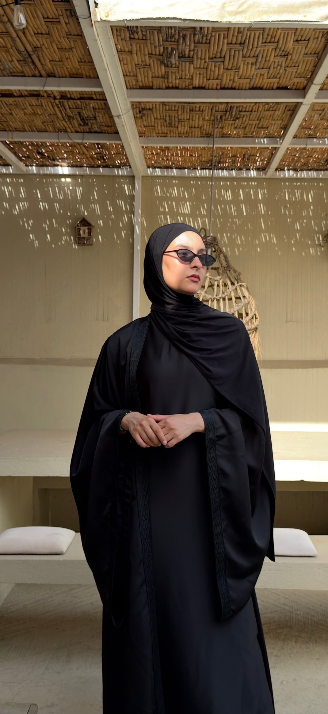 Black | 2 Piece | Satin Abaya