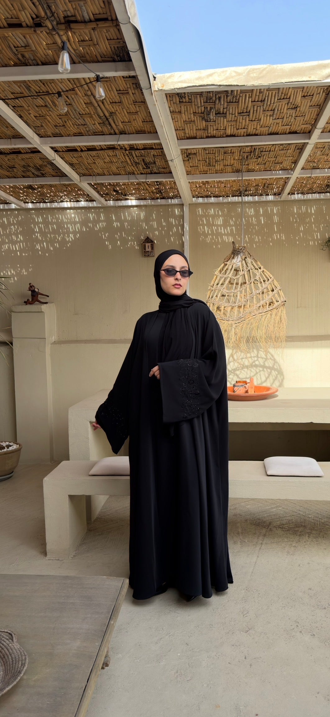 Black | 2 Piece Abaya | Embroidered sleeves