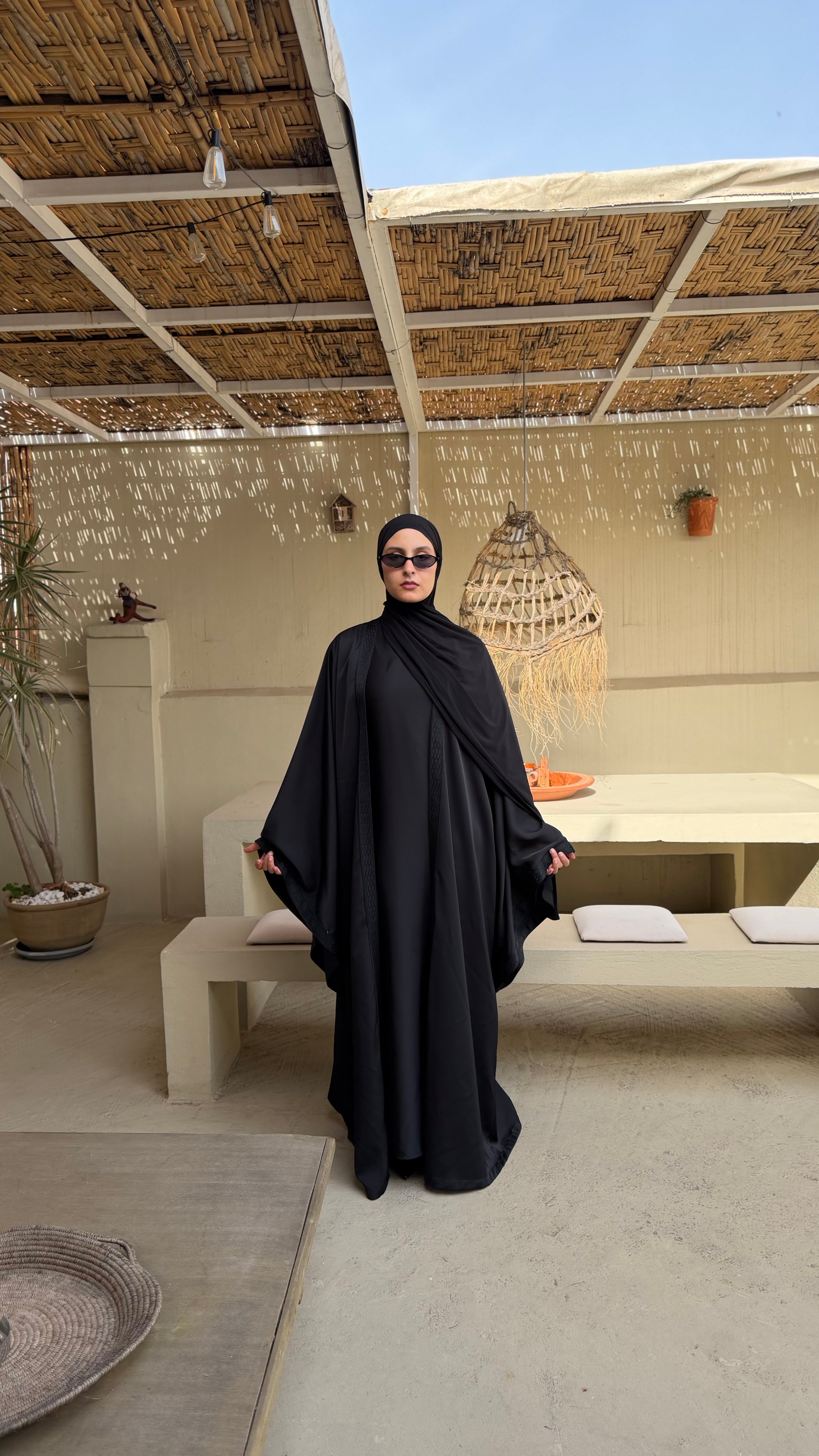 Black | 2 Piece | Satin Abaya