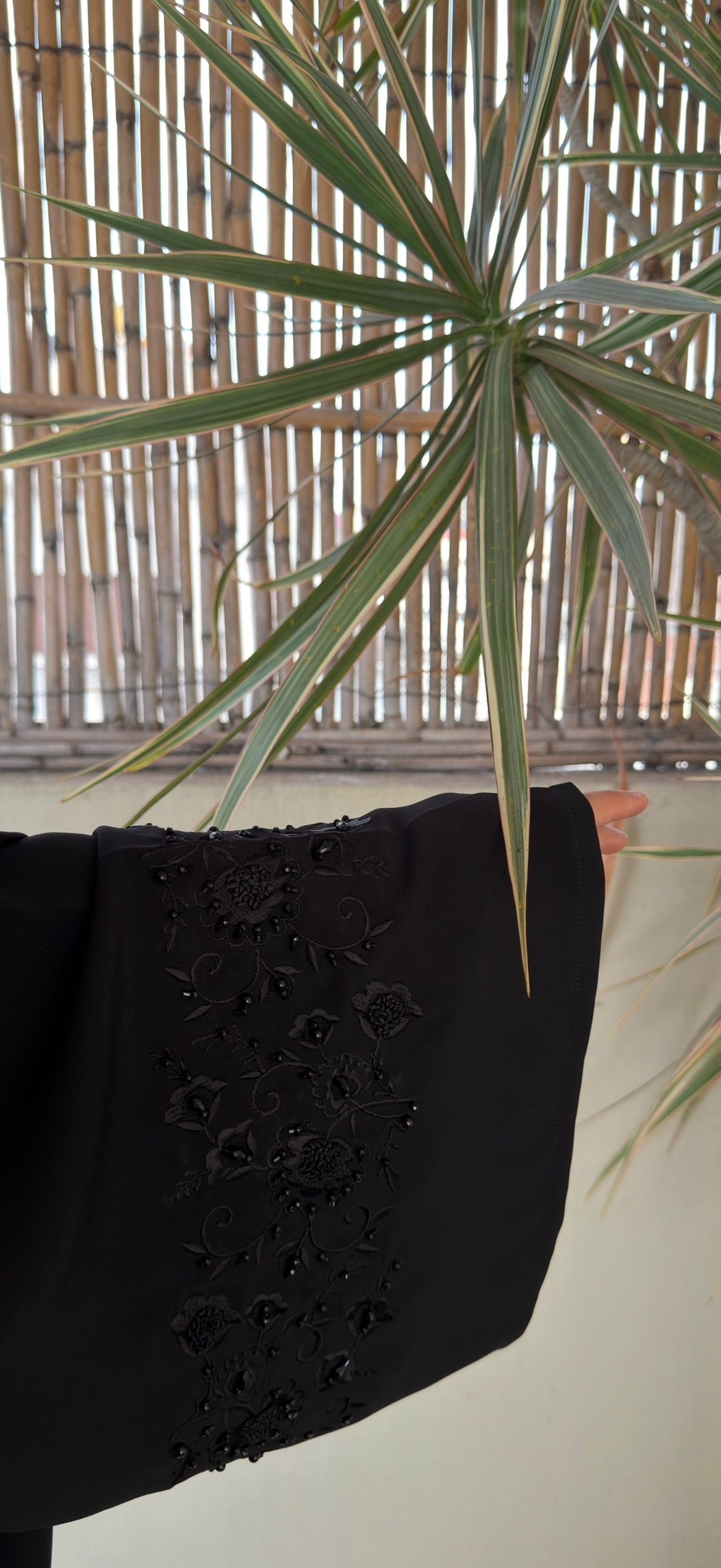 Black | 2 Piece Abaya | Embroidered sleeves