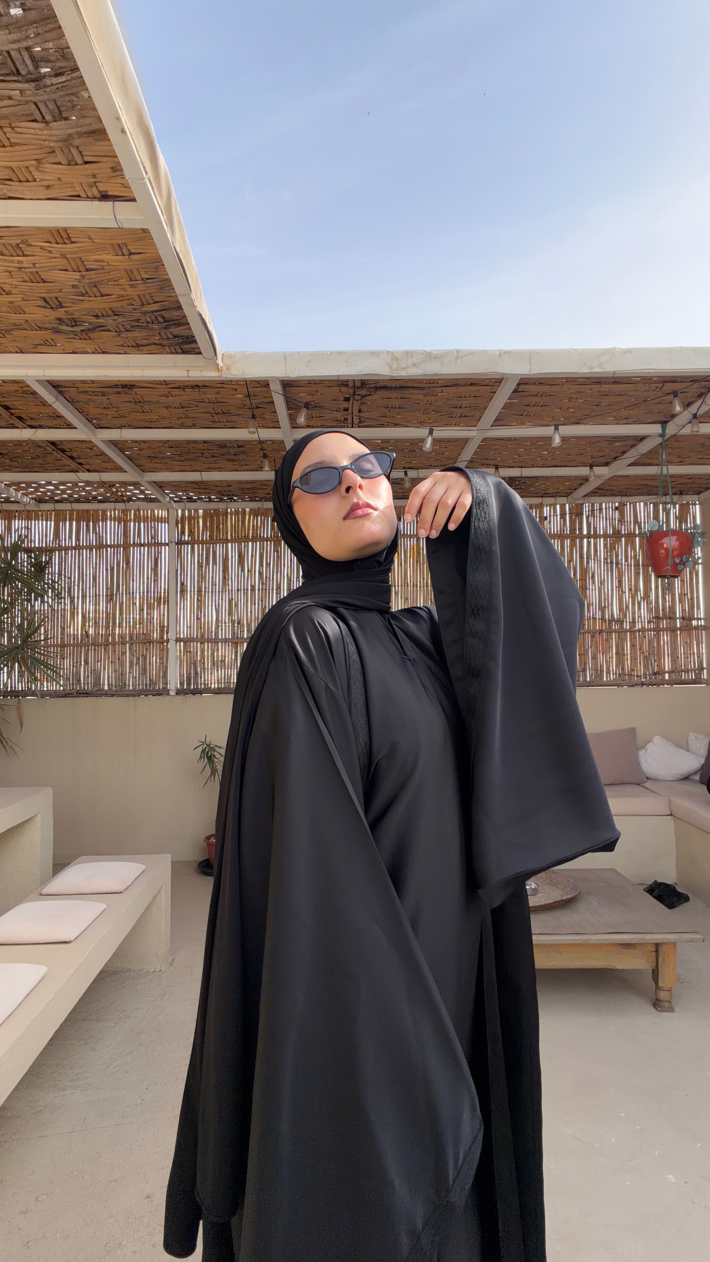 Black | 2 Piece | Satin Abaya