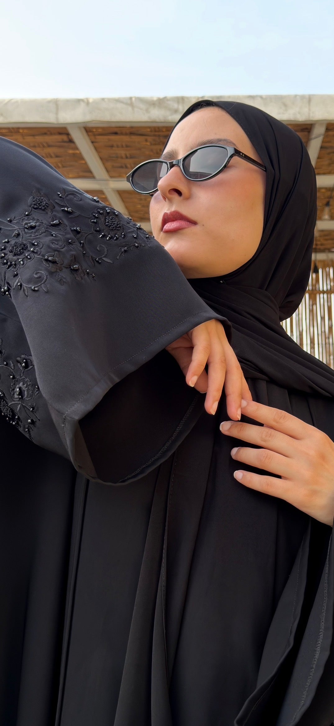 Black | 2 Piece Abaya | Embroidered sleeves