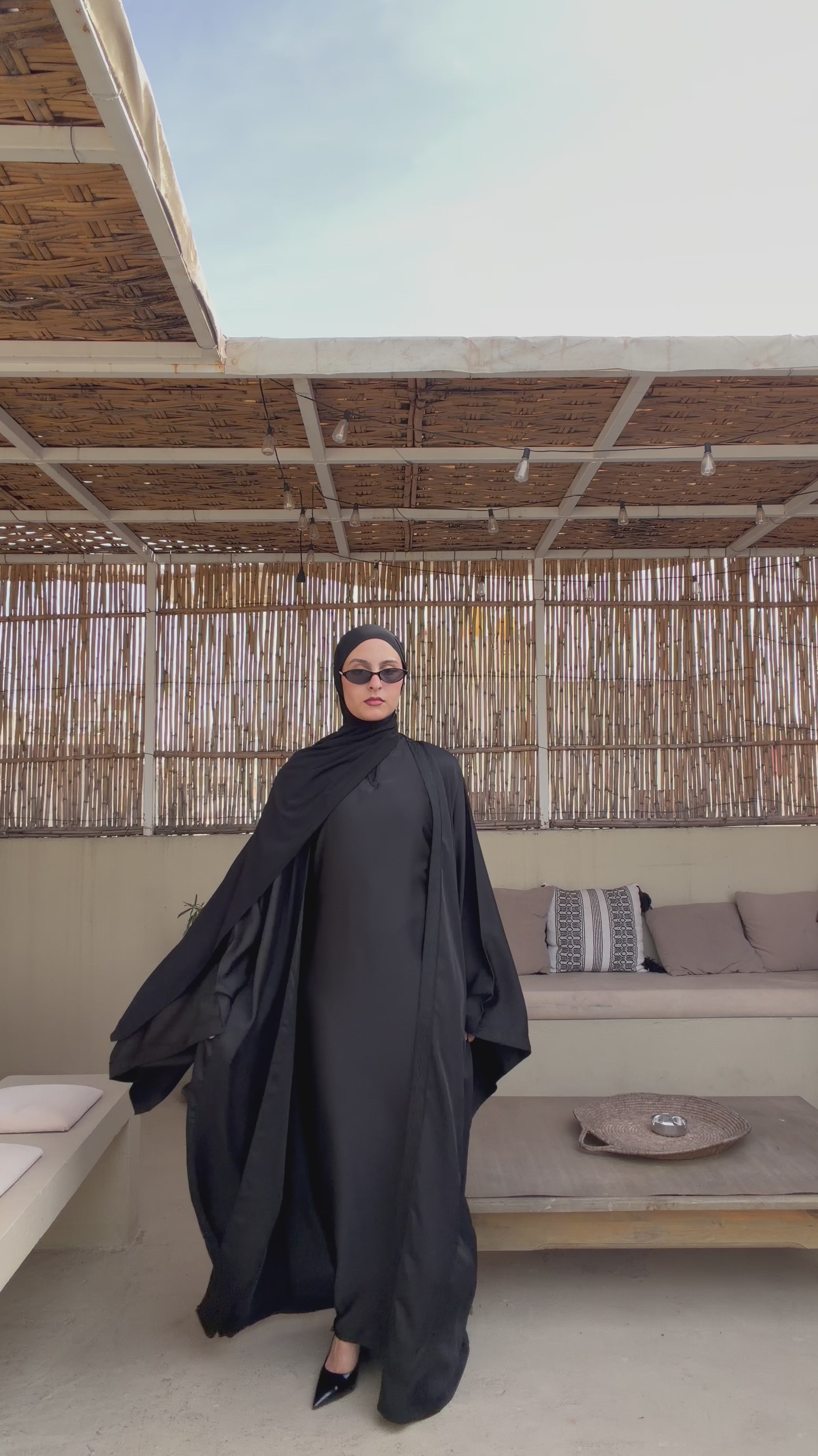Black | 2 Piece | Satin Abaya